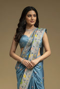 Paithani Dola Silk Saree With Dusty Blue Tones