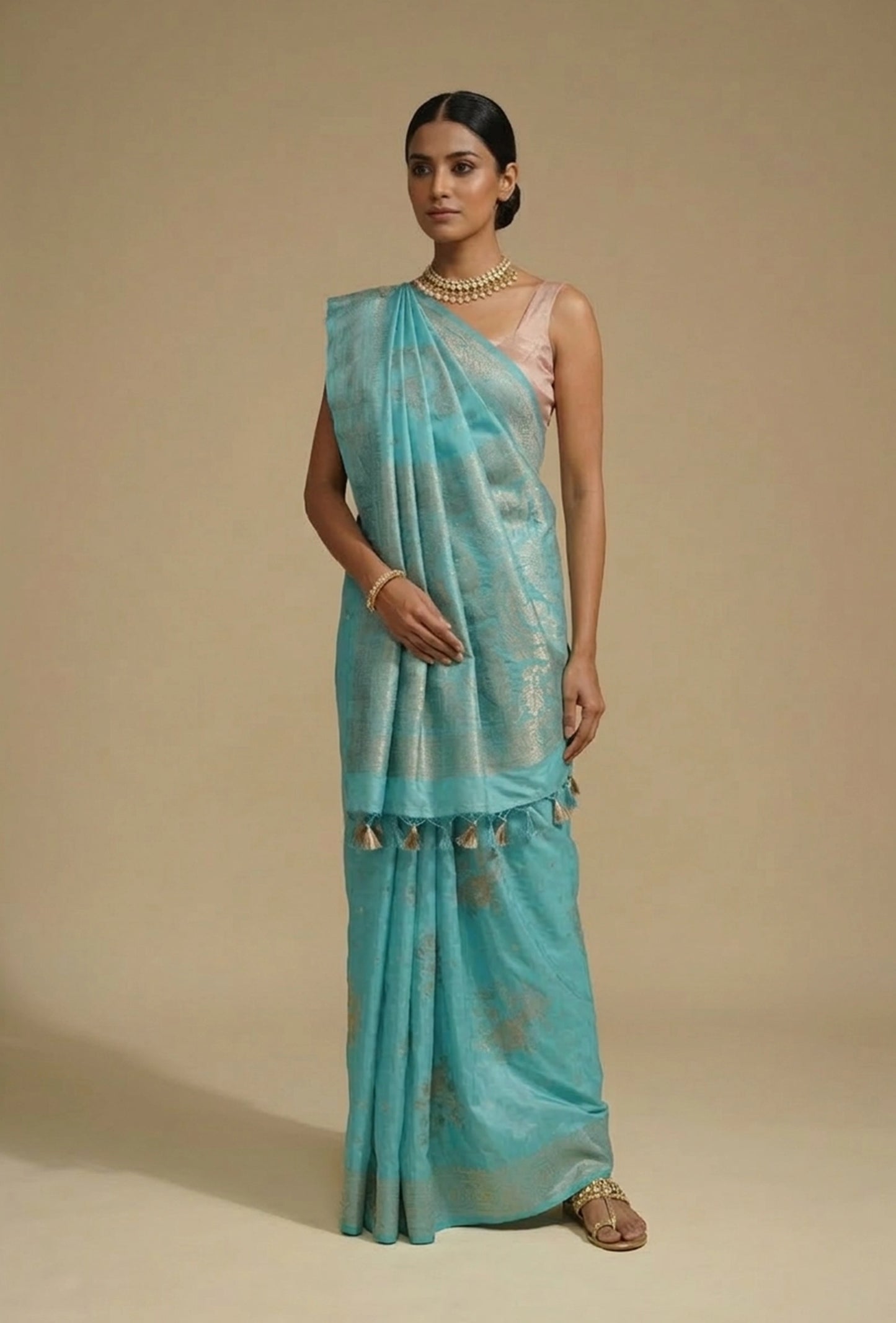 Katan Silk Saree In Turquoise Blue For A Vibrant Look