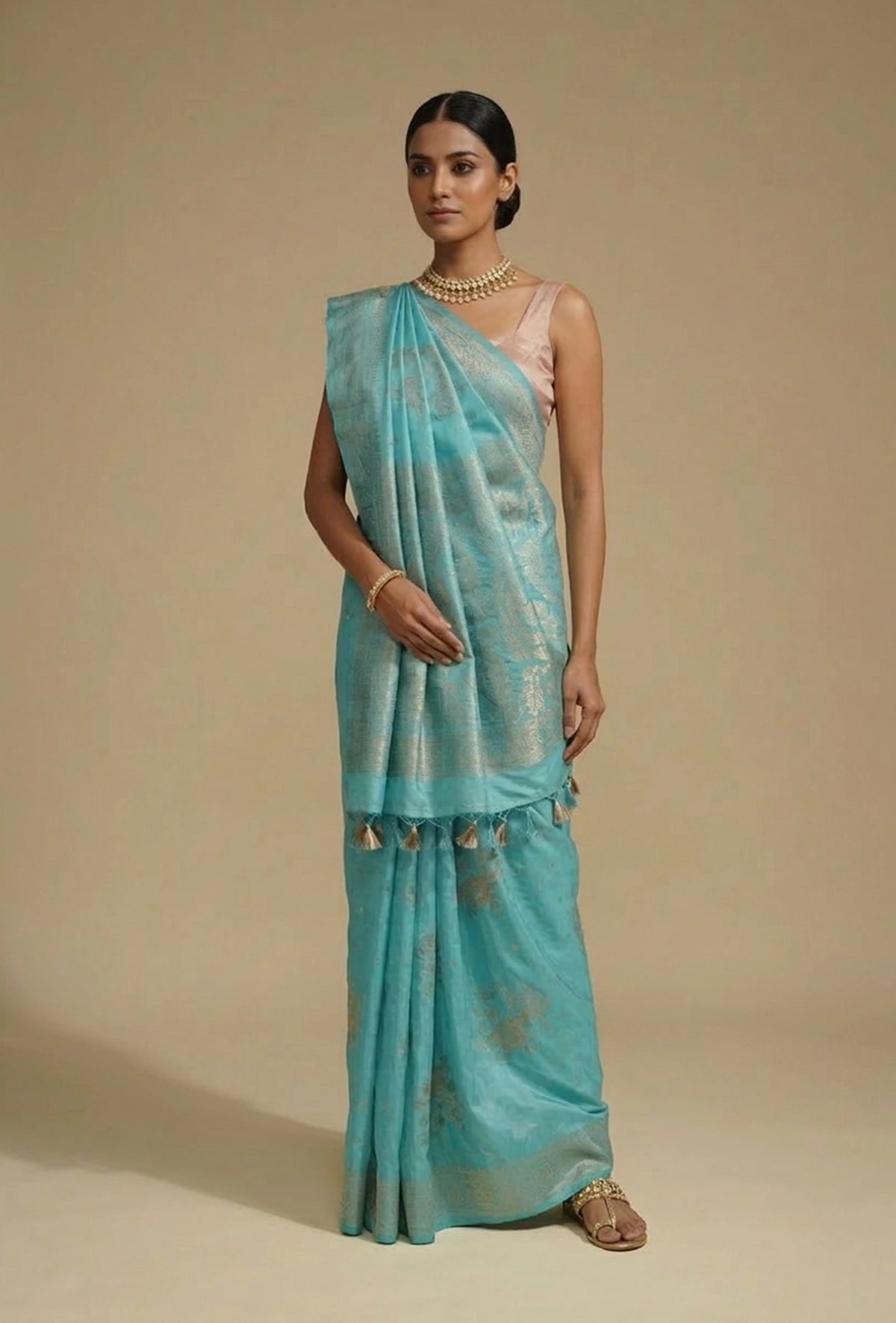 Katan Silk Saree In Turquoise Blue For A Vibrant Look