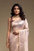 Light Lilac Tissue Silk Saree With Unstitched Blouse