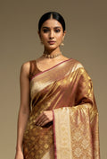 Patola Saree In Wine Brown With Exquisite Floral Work