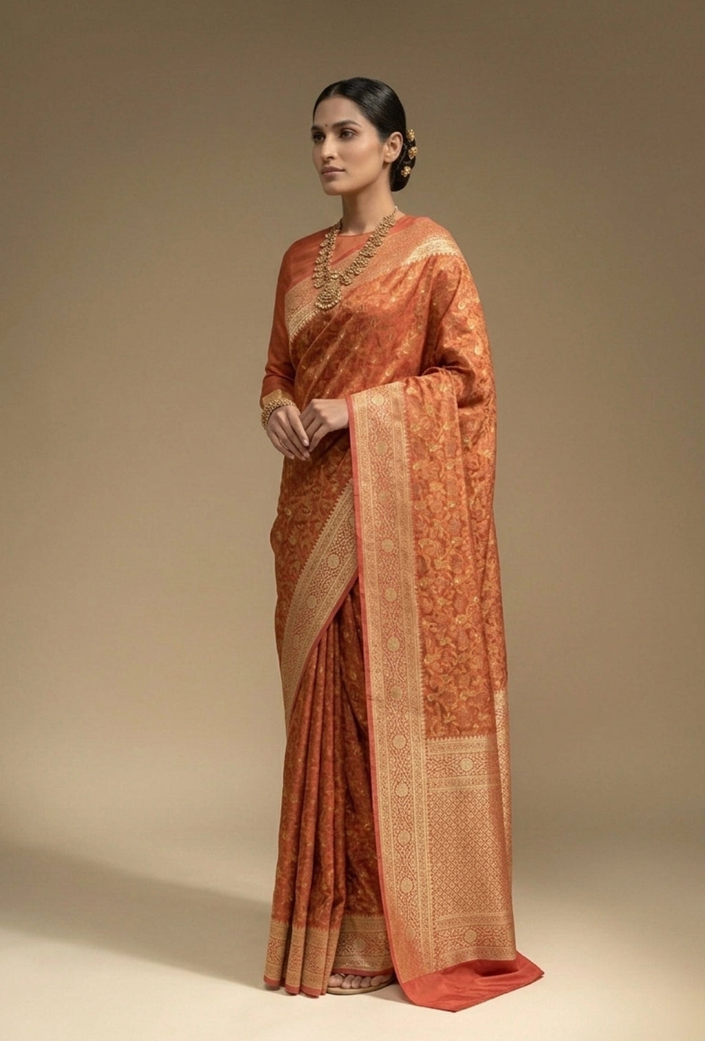 Patola Saree In Maroon With Floral Embellishments