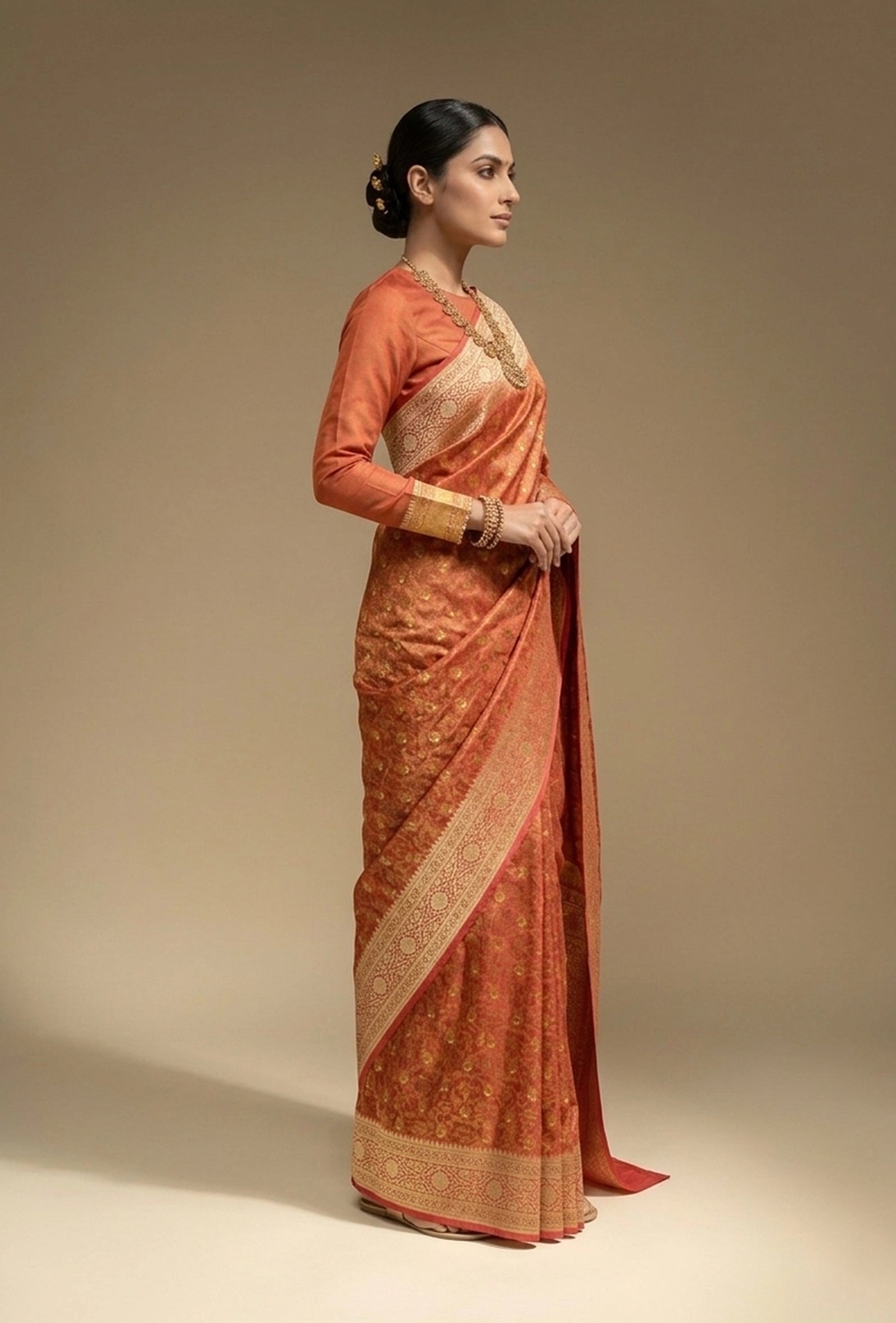 Patola Saree In Maroon With Floral Embellishments