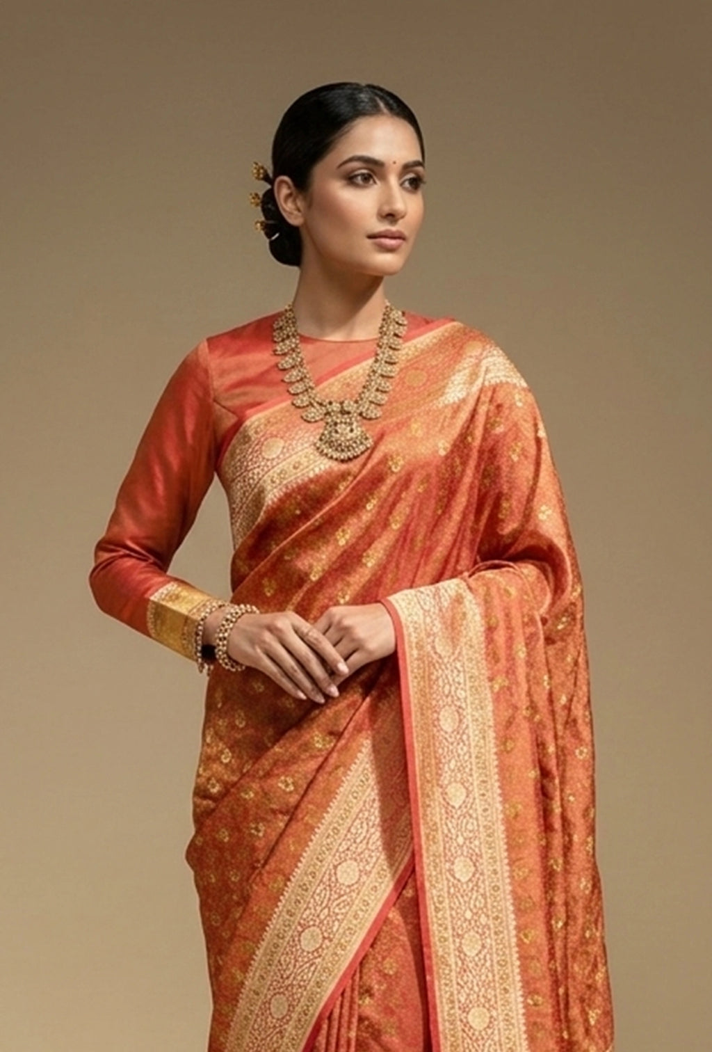 Patola Saree In Maroon With Floral Embellishments
