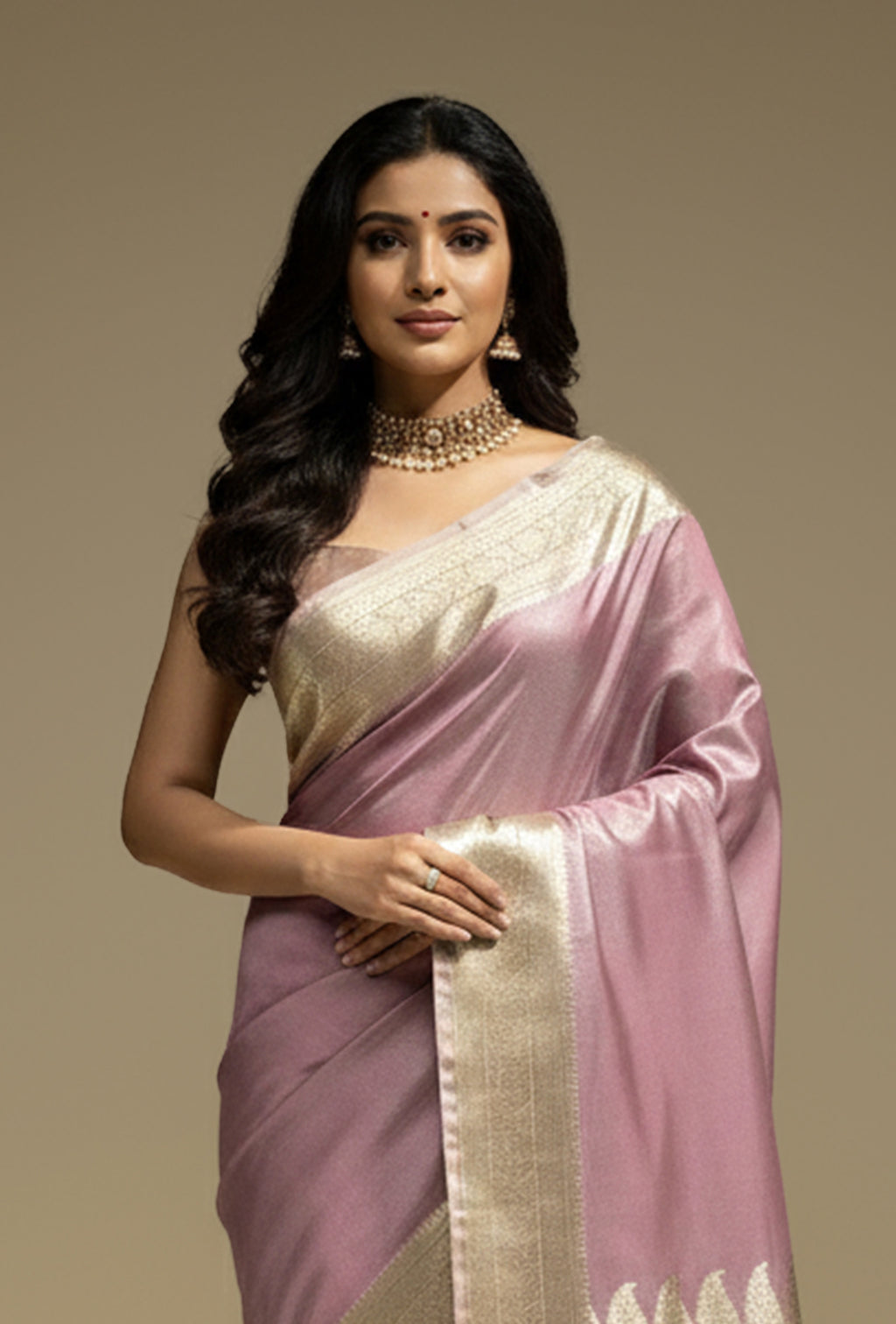 Silk Saree In Dusky Mauve For An Elegant Look