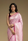 Mashru Silk Saree In Lavender Pink With Zari Buttiwork
