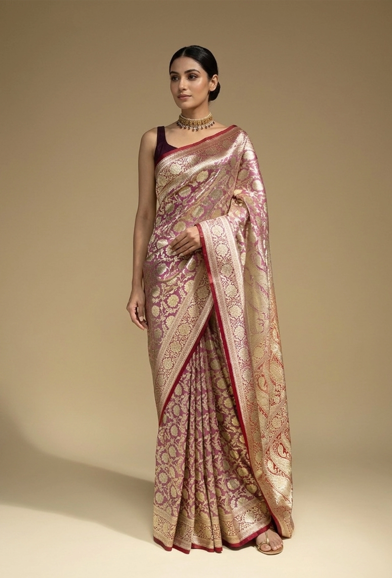 Banarasi Brocade Silk Saree In Rich Purple