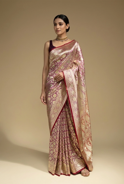 Banarasi Brocade Silk Saree In Rich Purple