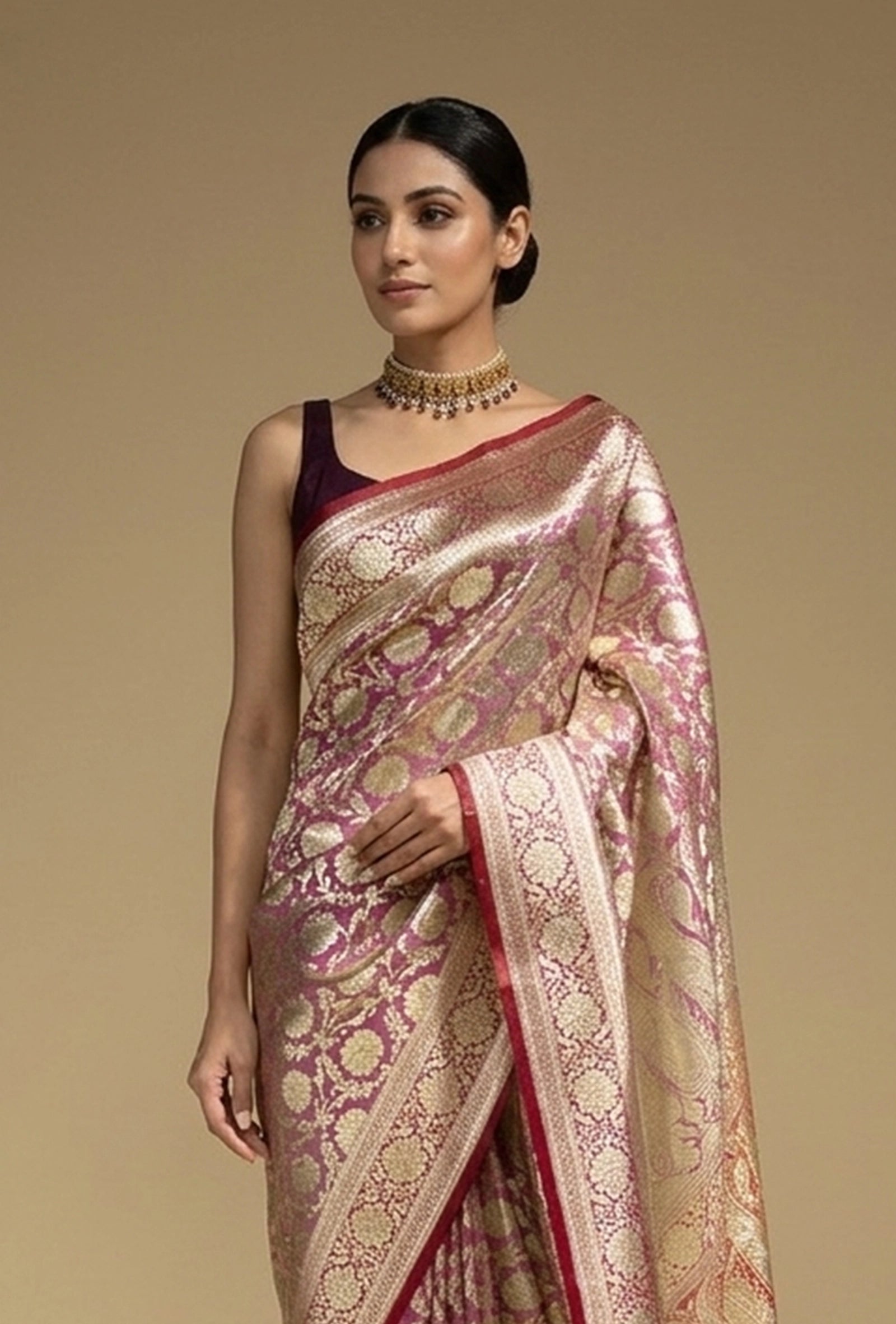 Banarasi Brocade Silk Saree In Rich Purple