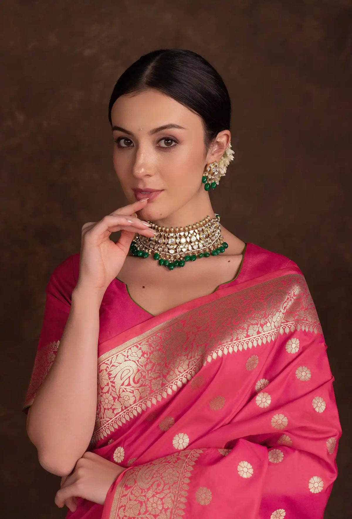 Rani Pink Artisanal Kalamkari Bridal Silk Saree