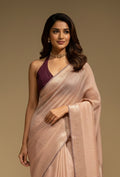 Khadi Organza Saree In Dusty Pink For A Soft And Elegant Look