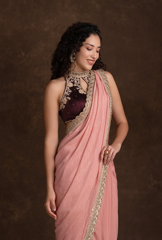 TJS09_3 Peach Pink Designer Blouse