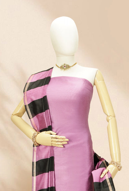 Onion Pink Silk Kurta Set With Dupatta & Pants