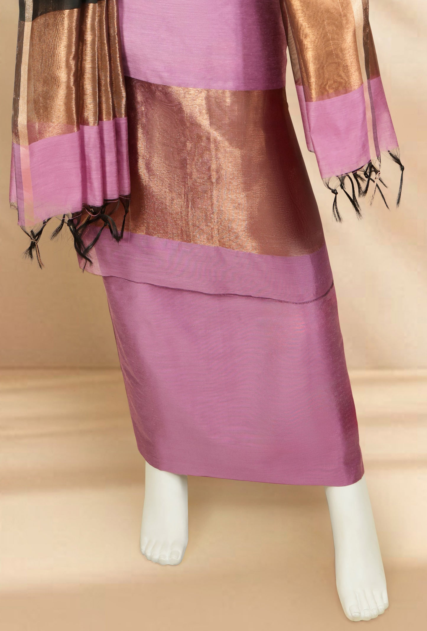 Onion Pink Silk Kurta Set With Dupatta & Pants