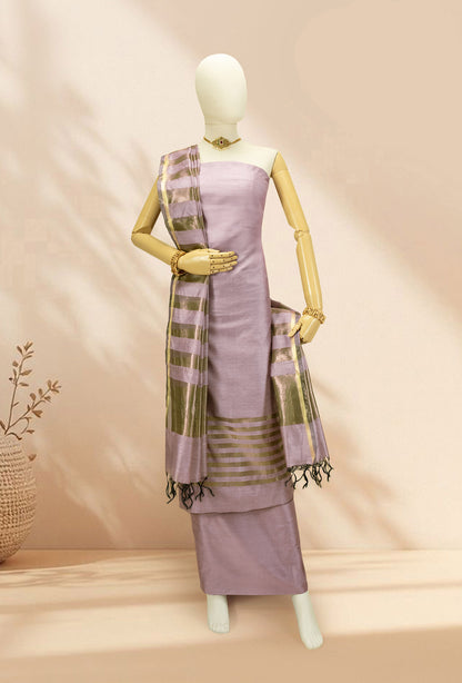 Mauve Silk Kurta Set With Dupatta & Pants