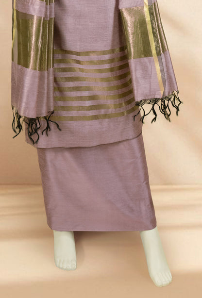 Mauve Silk Kurta Set With Dupatta & Pants