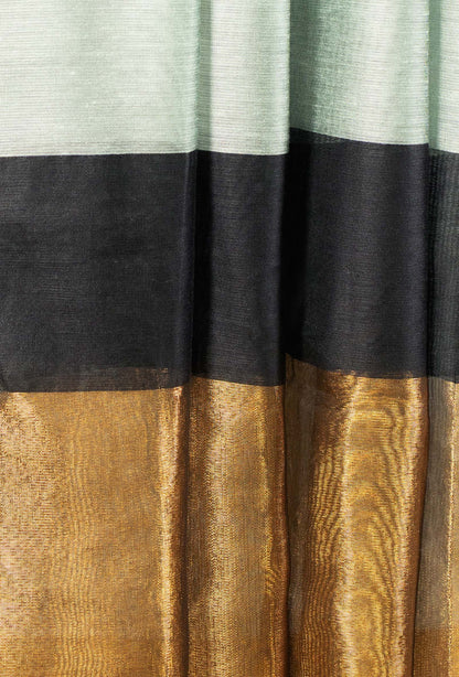 Black Grey & Antique Gold Silk Kurta Set With Dupatta & Pants