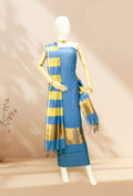 Blue & Yellow Silk Kurta Set