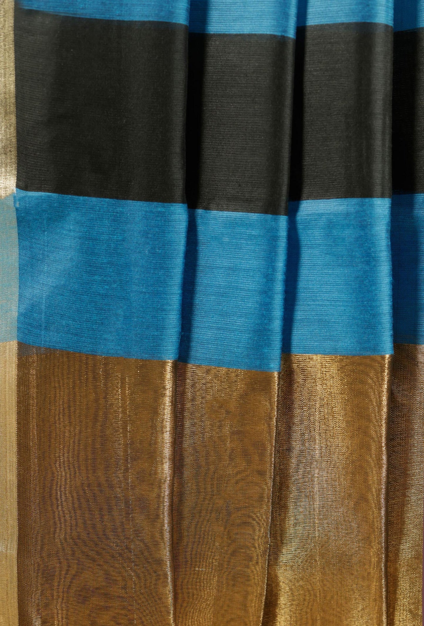 Black & Blue Silk Kurta Set With Antique Gold Embroidery, Dupatta & Pants