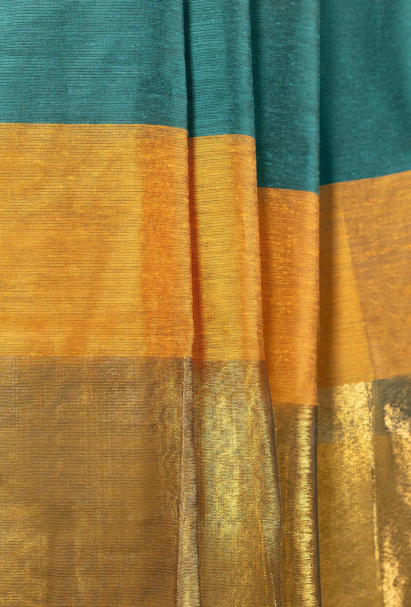 Teal Blue & Mustard Silk Kurta Set With Dupatta & Pants