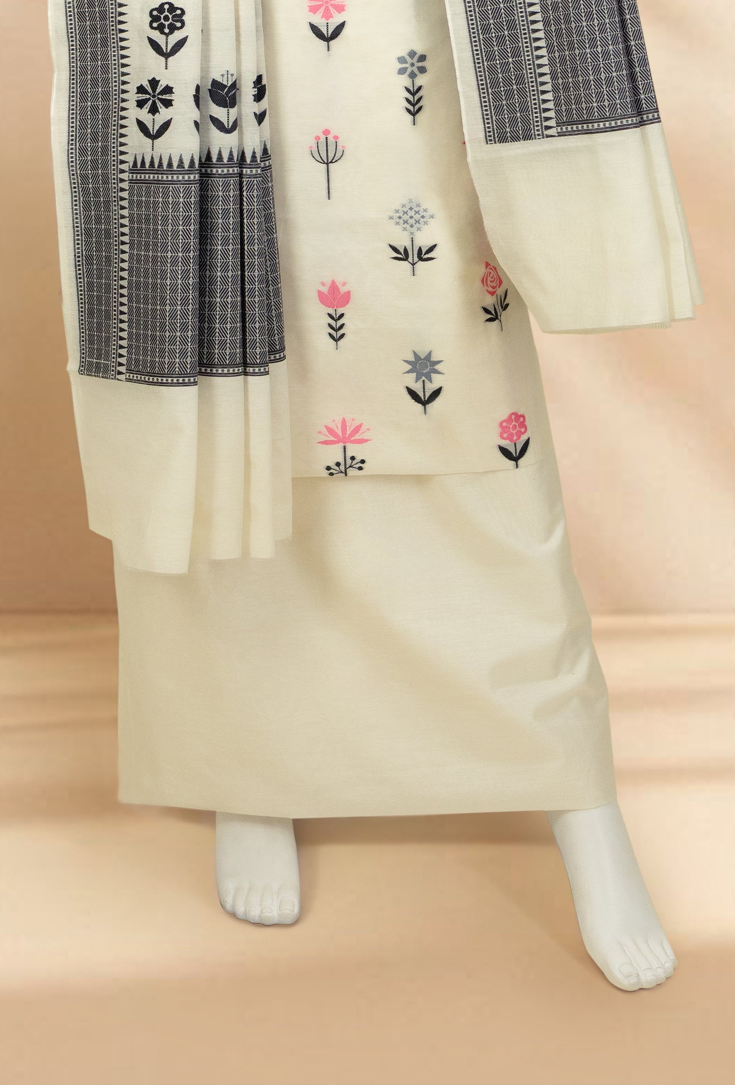 Ivory Chanderi Suit Set