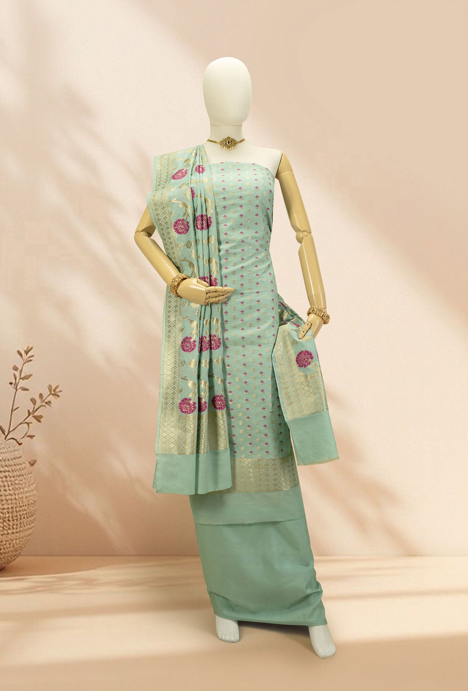 Sea Blue Chanderi Silk Kurta Set