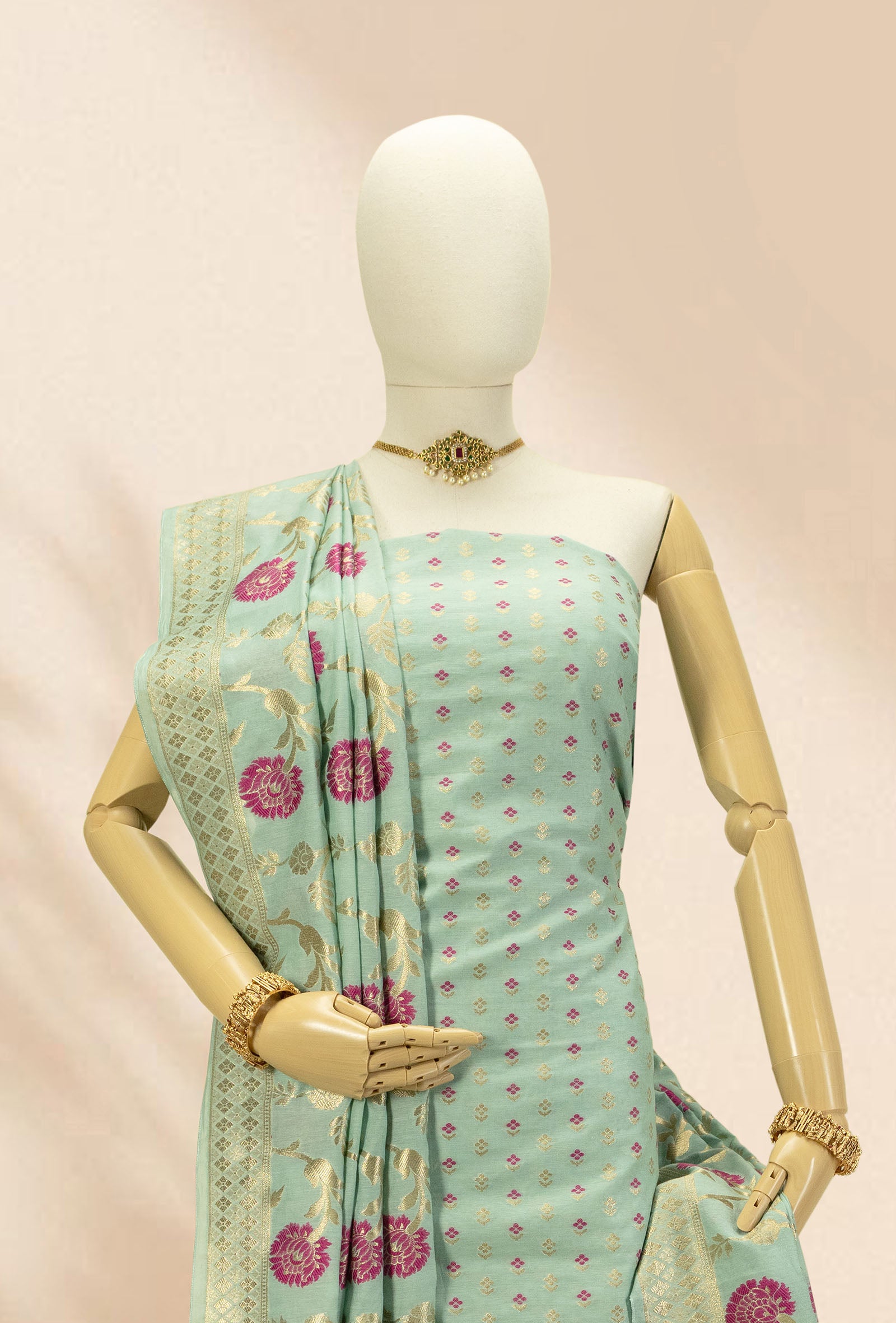 Sea Blue Chanderi Silk Kurta Set