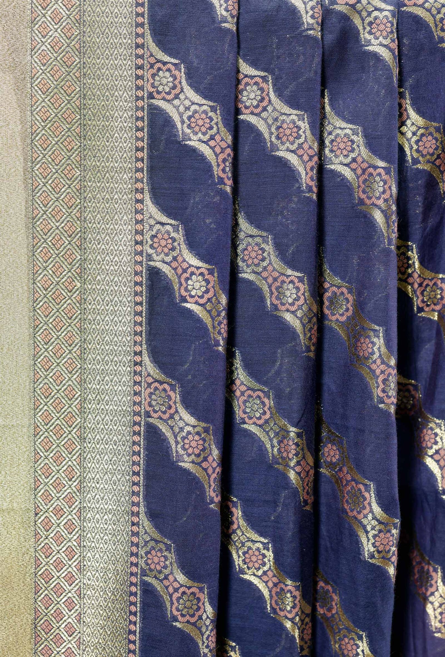 Royal Blue Chanderi Kurta Set With Cotton Silk Pants & Dupatta