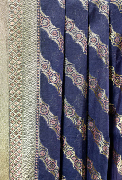 Royal Blue Chanderi Kurta Set With Cotton Silk Pants & Dupatta