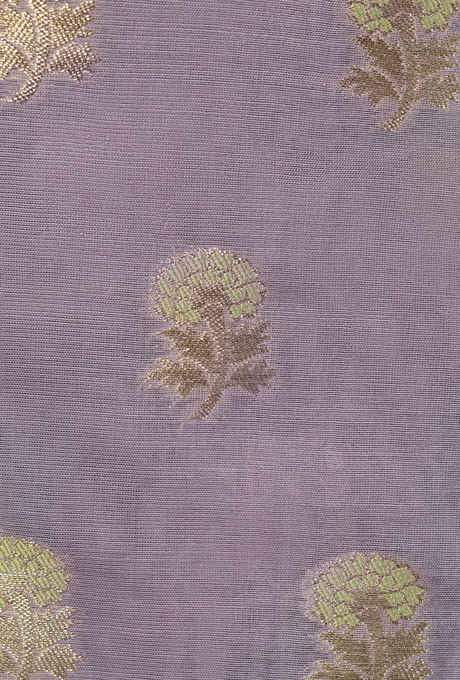 Lilac Chanderi Silk Kurta Set With Cotton Silk Pants & Dupatta