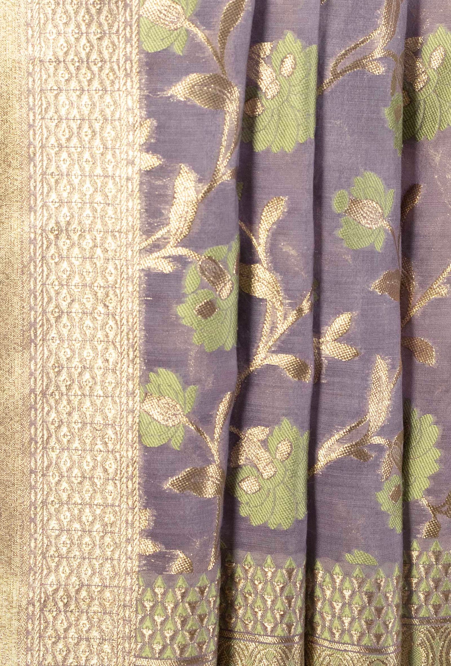 Lilac Chanderi Silk Kurta Set With Cotton Silk Pants & Dupatta