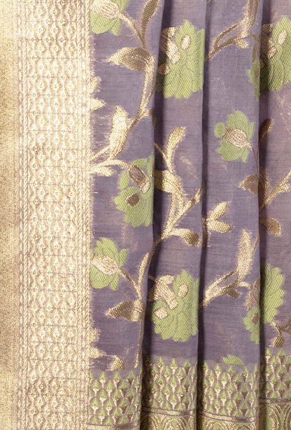 Lilac Chanderi Silk Kurta Set With Cotton Silk Pants & Dupatta