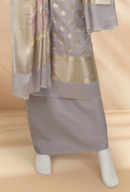 Lilac Chanderi Silk Kurta Set With Dupatta & Pants