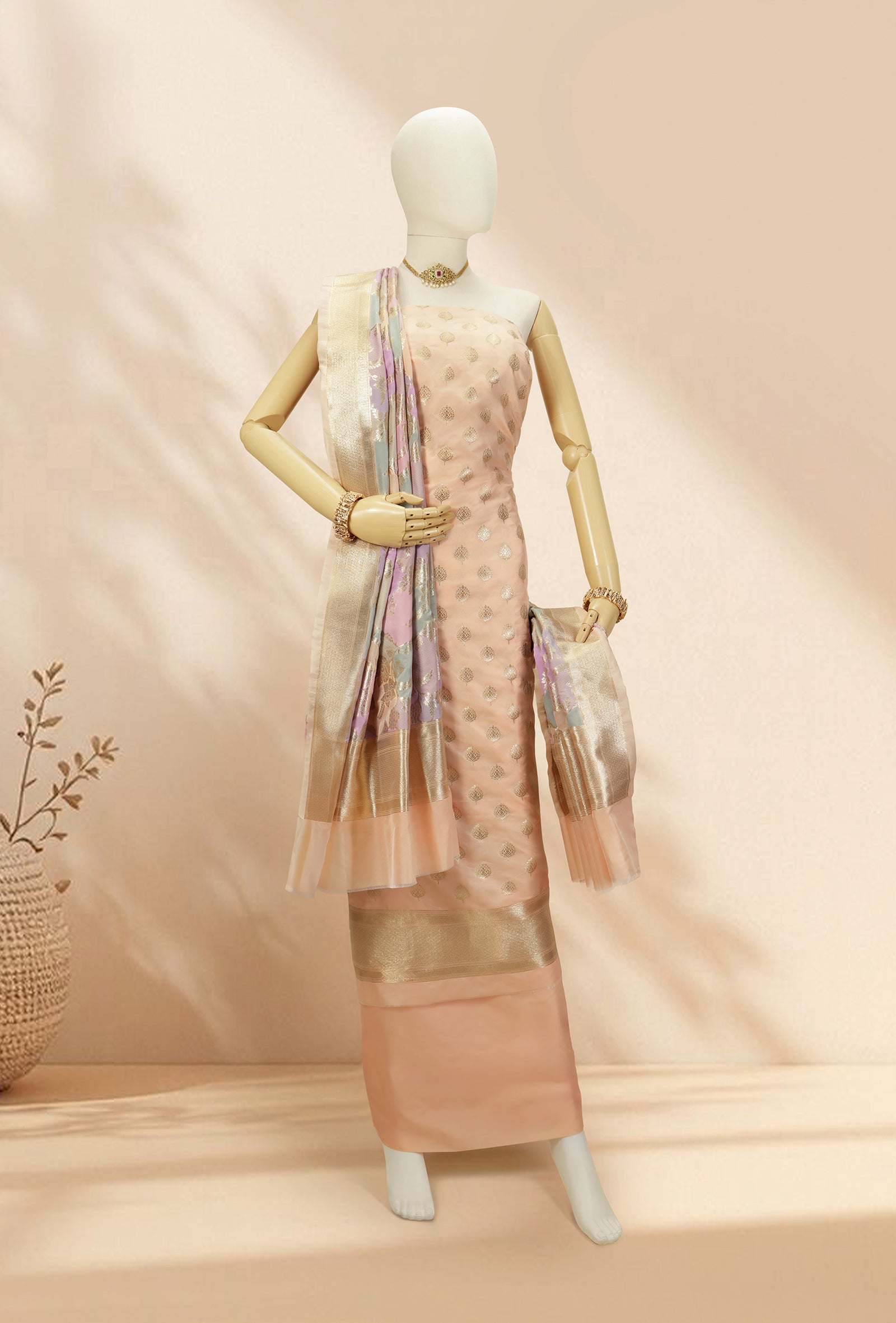 Peach Elegance Chanderi Silk Kurta Set