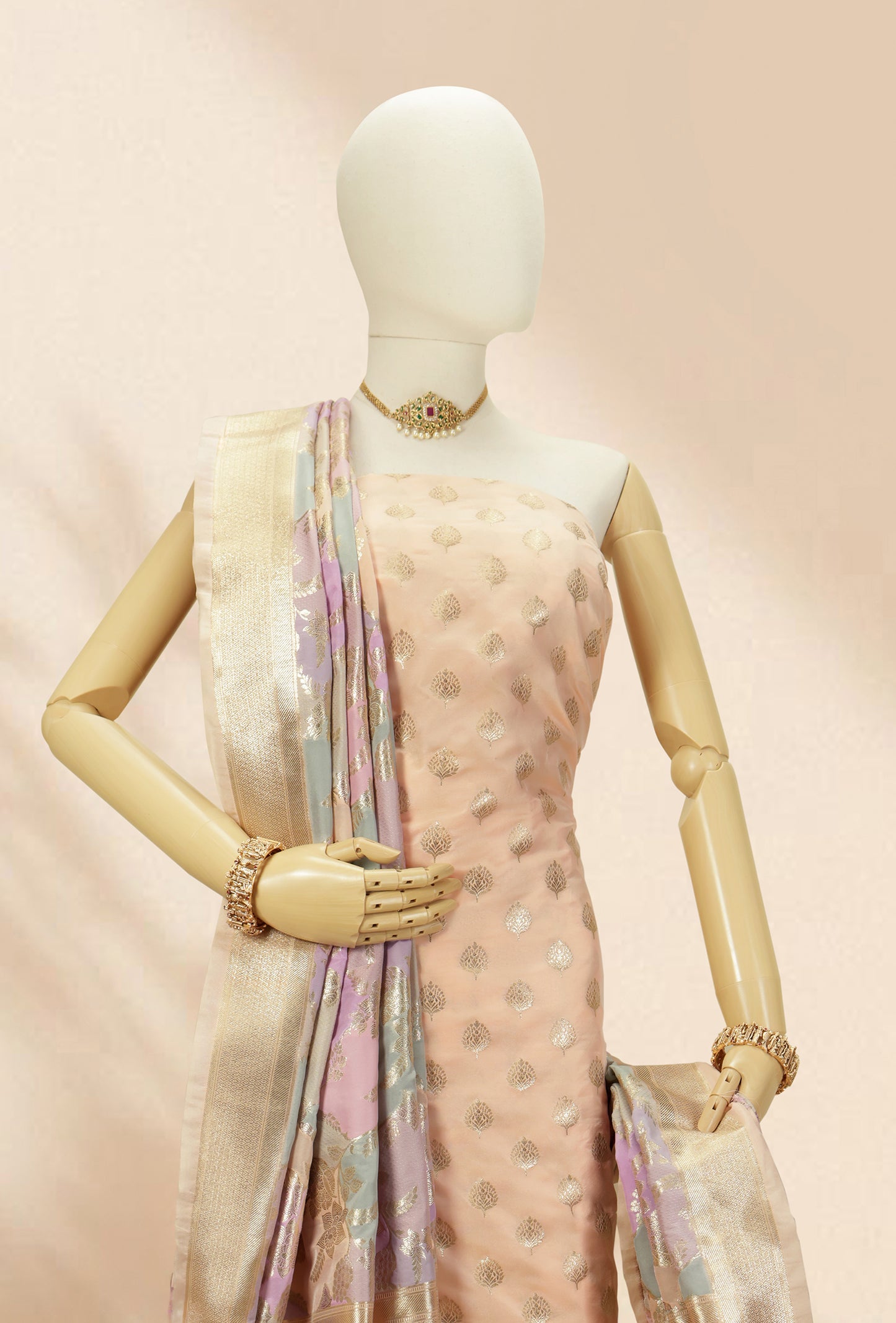 Peach Elegance Chanderi Silk Kurta Set