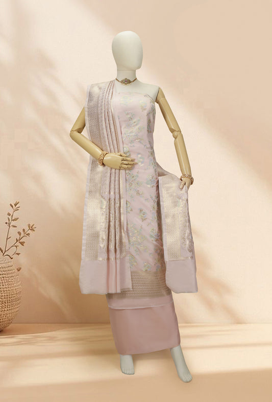 Light Peach & Antique Gold Chanderi Silk Kurta Set