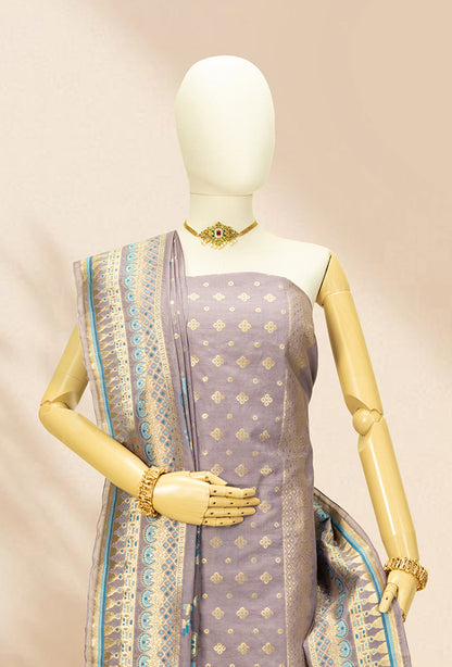 Lilac Chanderi Kurta Set With Cotton Silk Pants & Dupatta