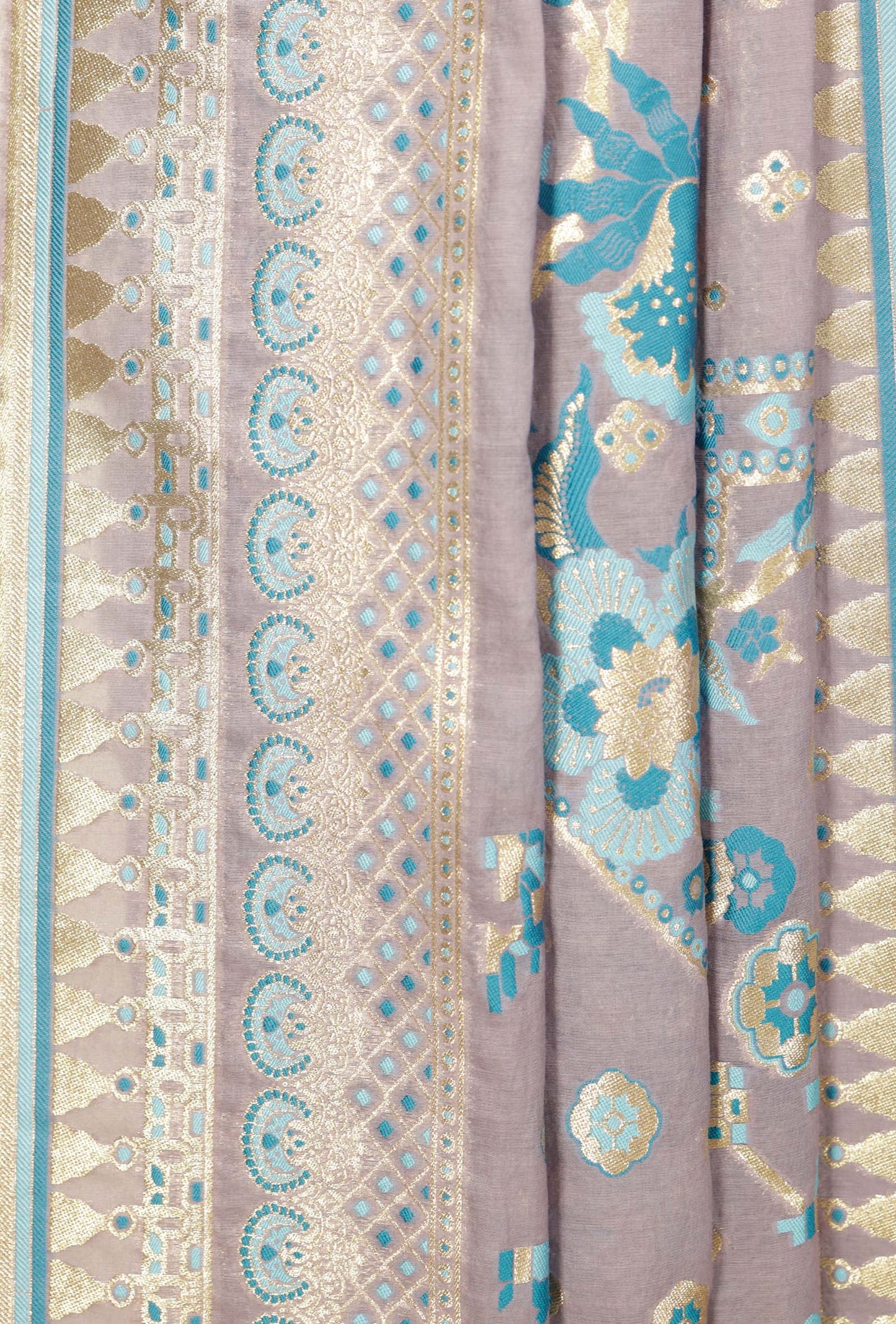 Lilac Chanderi Kurta Set With Cotton Silk Pants & Dupatta