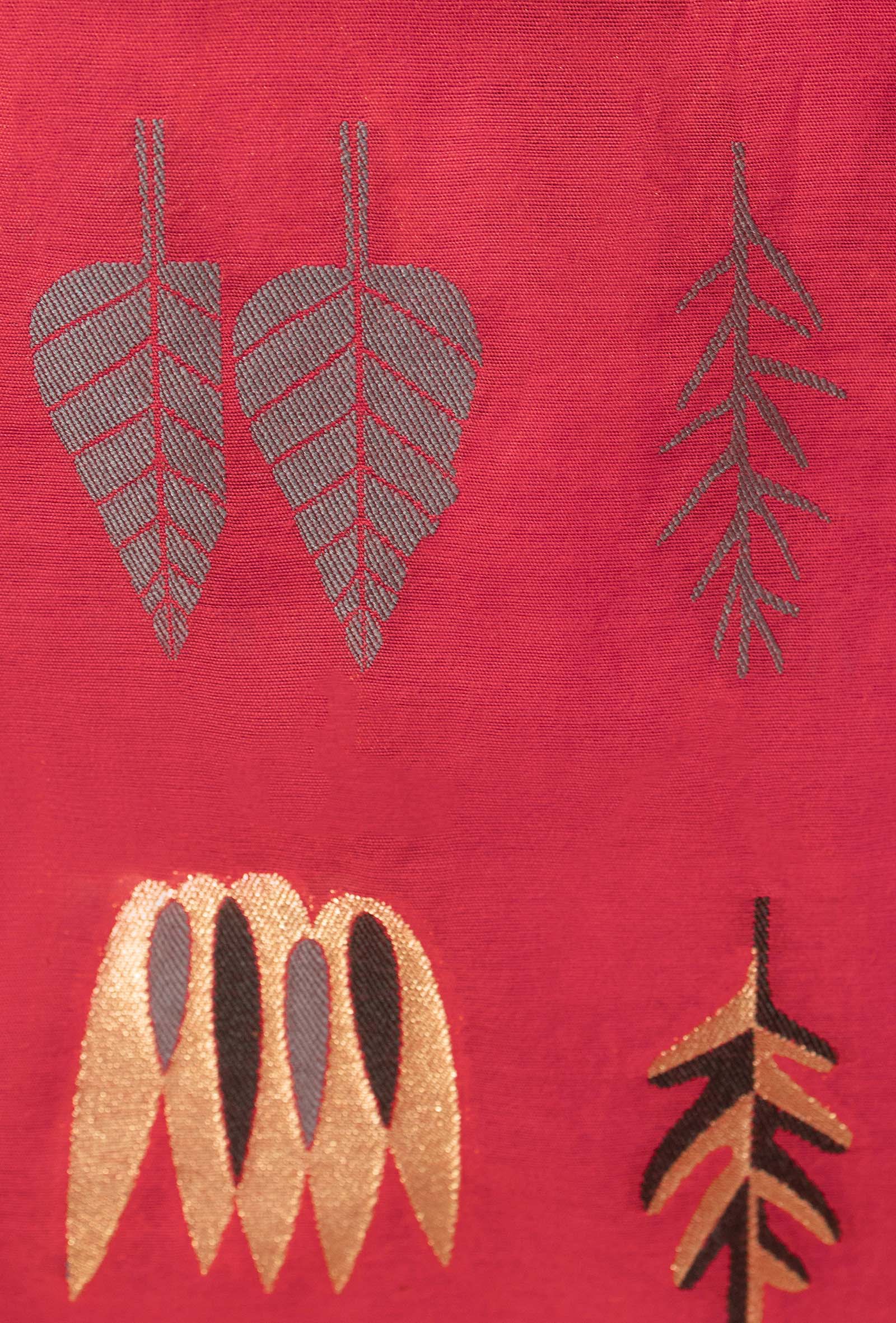 Elegant Red Chanderi & Cotton Silk Fabric