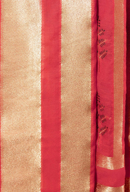 Elegant Red Chanderi & Cotton Silk Fabric