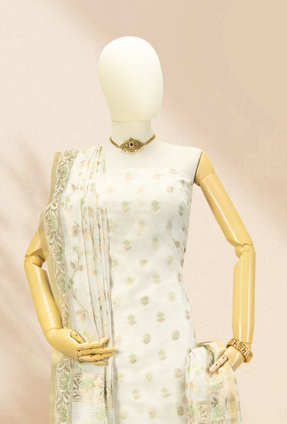 Ivory & Green Chanderi Suit Set
