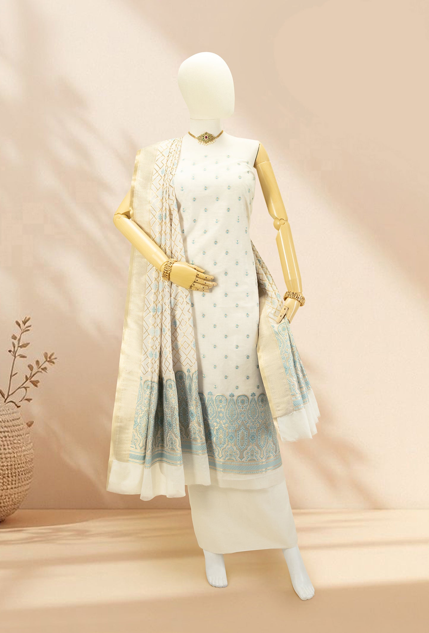 Ivory Chanderi Suit Set