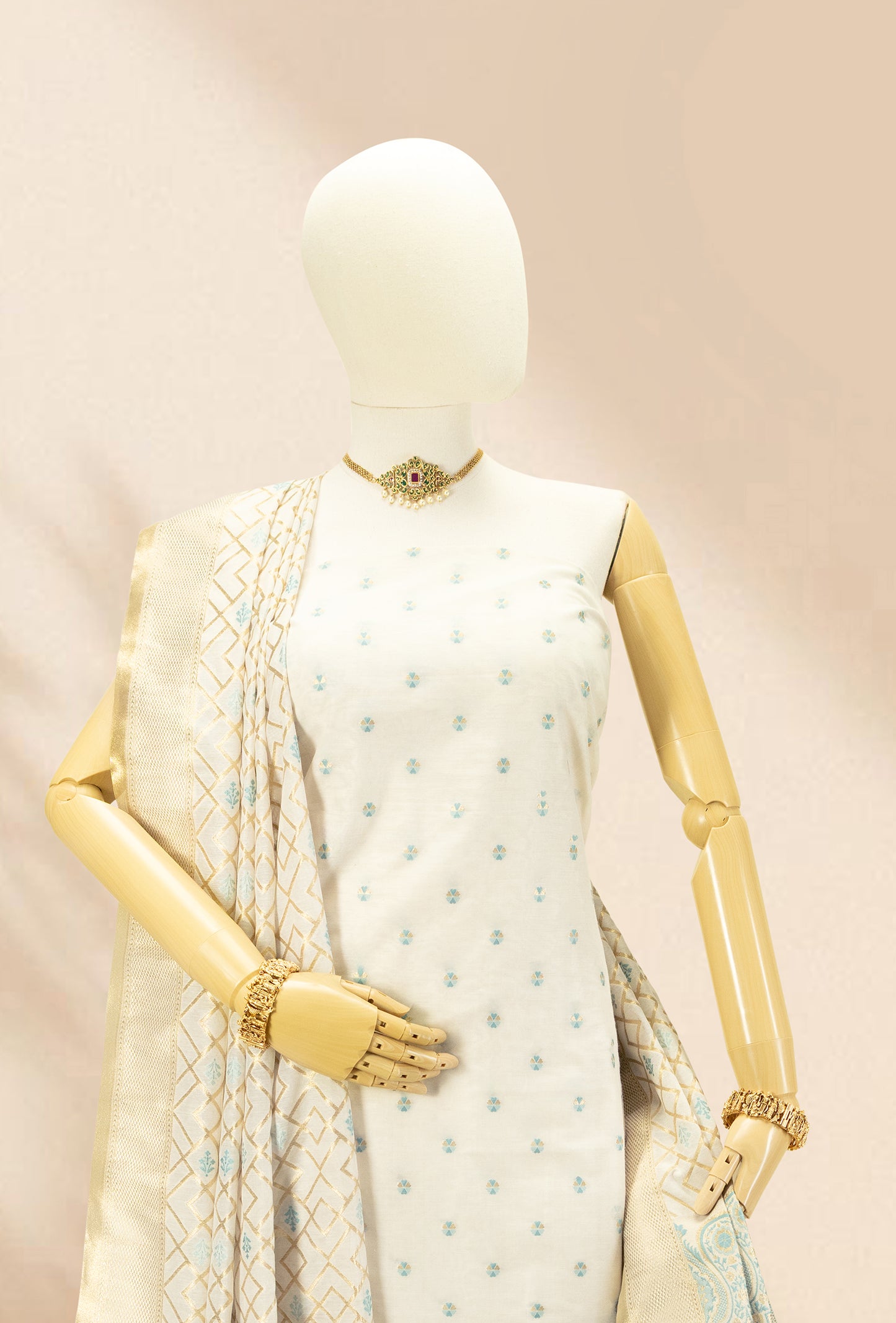 Ivory Chanderi Suit Set