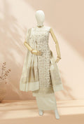 Cream & Lylac Chanderi Suit Set With Antique Gold Highlights
