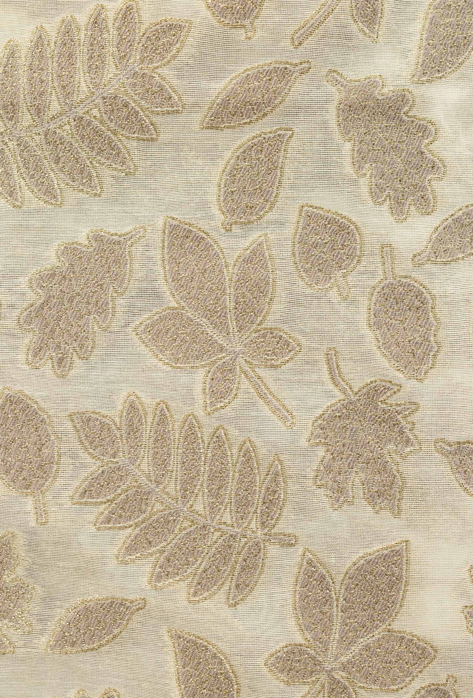 Cream & Lylac Chanderi Suit Set With Antique Gold Highlights