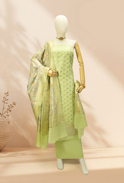 Pista Green & Powder Blue Chanderi Silk Suit Set
