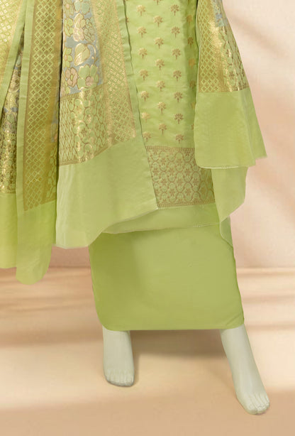 Pista Green & Powder Blue Chanderi Silk Suit Set