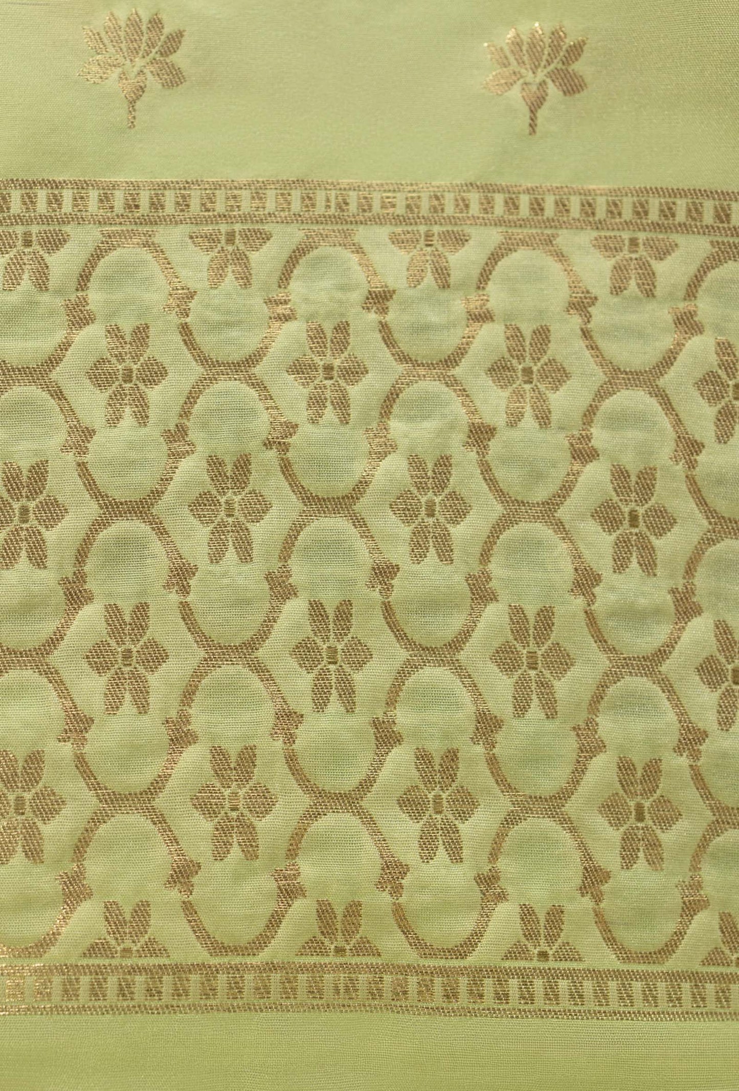 Pista Green & Powder Blue Chanderi Silk Suit Set