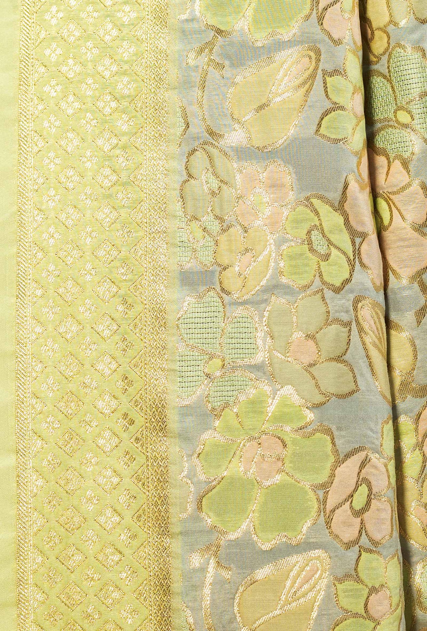 Pista Green & Powder Blue Chanderi Silk Suit Set