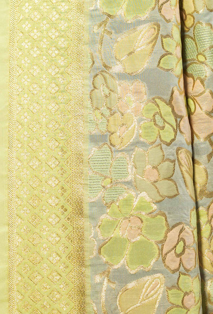 Pista Green & Powder Blue Chanderi Silk Suit Set